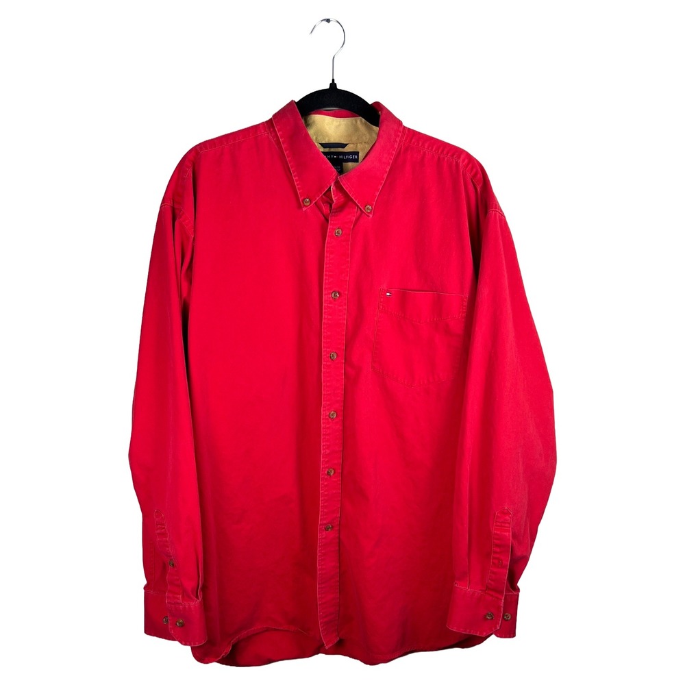 90s Vintage Tommy Hilfiger Red Button Down Shirt Men's XL Streetwear